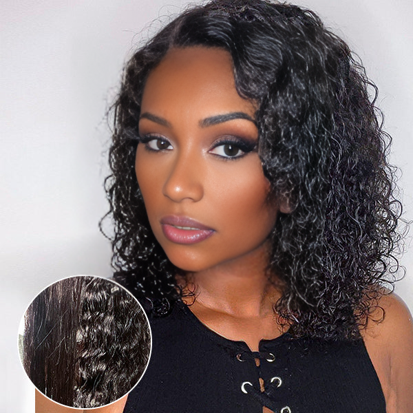 Woman with neck-length hair showcasing a closure wig