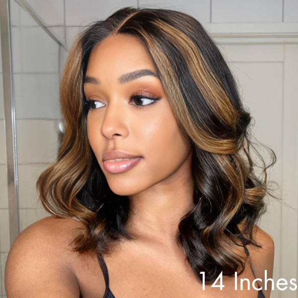 180 density | Black With Blonde Highlights Loose Wave Glueless 5x5 Closure HD Lace Wig