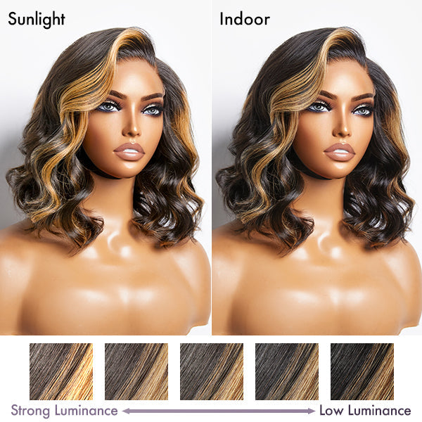 Honey blonde wig offering a warm and vibrant shade