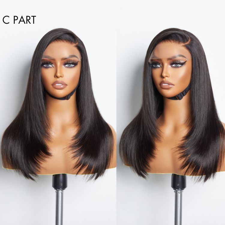 C-parted wig offering versatility in styling