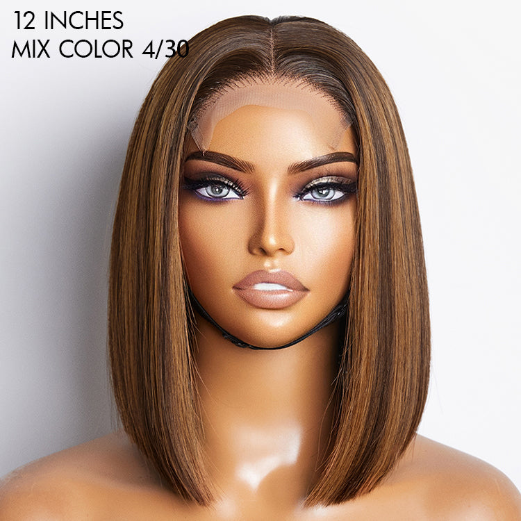 12-inch wig providing a medium-length style for versatility and ease of styling