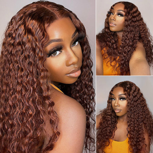 Reddish Brown curly human hair wigs for a vibrant and stylish look