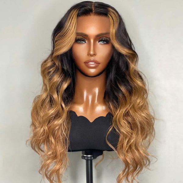 180% density ombre highlights wig for a full and voluminous look